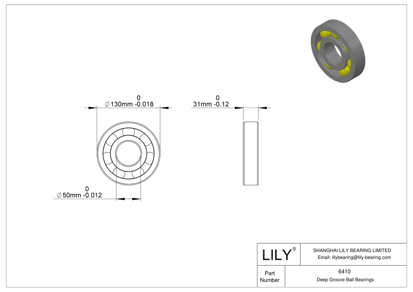 6410 | Single Row Deep Groove Ball Bearings - SKF | LILY Bearing